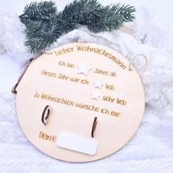 Weihnachtswunschzettel | Weihnachten Kinder | Personalisierbarer Wunschzettel aus Holz | Christkind | Weihnachtsmann