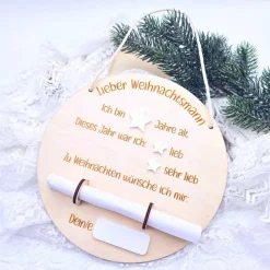 Weihnachtswunschzettel | Weihnachten Kinder | Personalisierbarer Wunschzettel aus Holz | Christkind | Weihnachtsmann