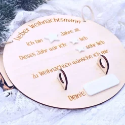 Weihnachtswunschzettel | Weihnachten Kinder | Personalisierbarer Wunschzettel aus Holz | Christkind | Weihnachtsmann