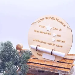 Weihnachtswunschzettel | Weihnachten Kinder | Personalisierbarer Wunschzettel aus Holz | Christkind | Weihnachtsmann