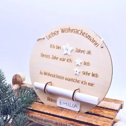 Weihnachtswunschzettel | Weihnachten Kinder | Personalisierbarer Wunschzettel aus Holz | Christkind | Weihnachtsmann