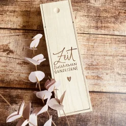 Weinbox mit Gravur | Weinkiste Geschenk individuell gestalten | Weinbox als Hochzeitsgeschenk | Weinpräsent Holzoptik