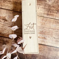 Weinbox mit Gravur | Weinkiste Geschenk individuell gestalten | Weinbox als Hochzeitsgeschenk | Weinpräsent Holzoptik