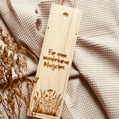 Weinbox mit Gravur | Weinkiste Geschenk individuell gestalten | Weinbox als Geburtstagsgeschenk | Weinpräsent Holzoptik