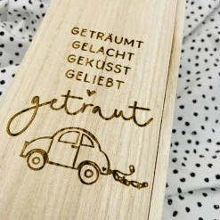 Weinbox mit Gravur | Weinkiste Geschenk individuell gestalten | Weinbox als Hochzeitsgeschenk | Weinpräsent Holzoptik