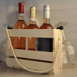 Weintasche natur, Weinträger, Geschenk, Flaschenträger,