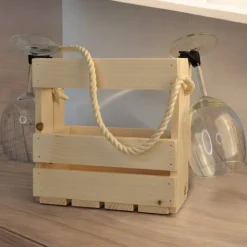 Weintasche natur, Weinträger, Geschenk, Flaschenträger,