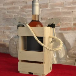 Weintasche natur, Weinträger, Geschenk, Flaschenträger,