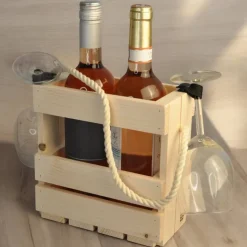 Weintasche natur, Weinträger, Geschenk, Flaschenträger,