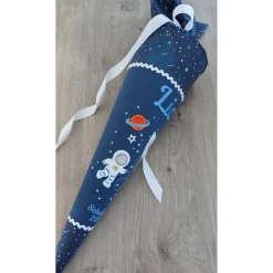 Weltraum Schultüte, Space Rocket, Step by Step, Zuckertüte 70cm Stoff, Stickereien, Name inklusive