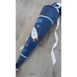 Weltraum Schultüte, Space Rocket, Step by Step, Zuckertüte 70cm Stoff, Stickereien, Name inklusive