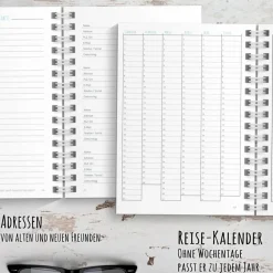 Weltreise Reisetagebuch zum selberschreiben / als Abschiedsgeschenk - DIN A5 mit interaktiven Aufgaben & Reise-Zitaten