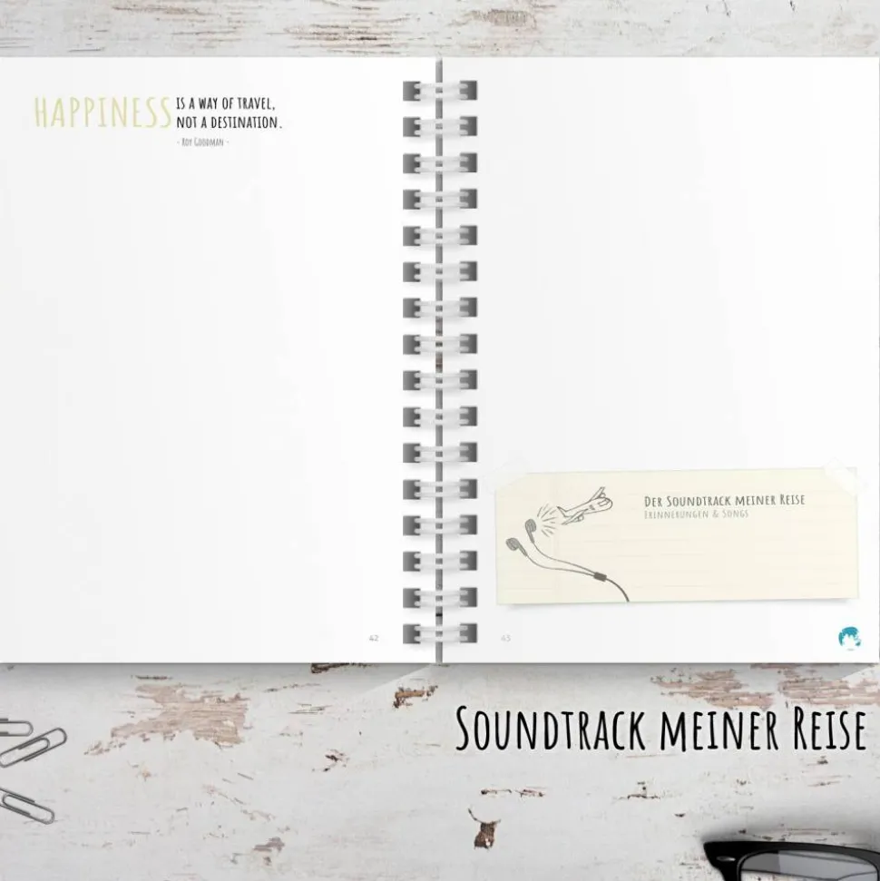 Weltreise Reisetagebuch zum selberschreiben / als Abschiedsgeschenk - DIN A5 mit interaktiven Aufgaben & Reise-Zitaten