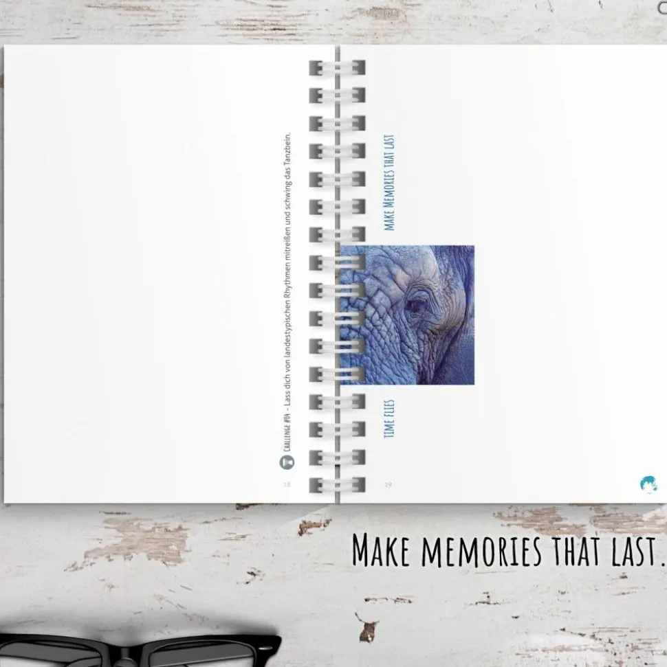 Weltreise Reisetagebuch zum selberschreiben / als Abschiedsgeschenk - DIN A5 mit interaktiven Aufgaben & Reise-Zitaten