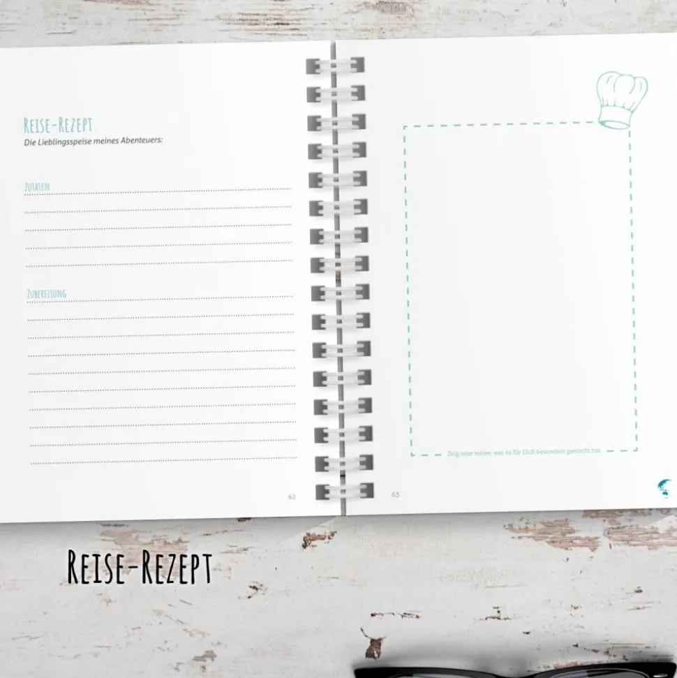 Weltreise Reisetagebuch zum selberschreiben / als Abschiedsgeschenk - DIN A5 mit interaktiven Aufgaben & Reise-Zitaten