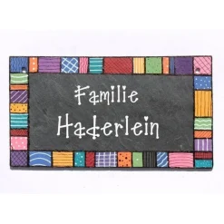 wetterfestes Schiefer Türschild für Familien personalisiert mit Name, exklusives Schieferschild, dekoratives Haustürschild - persönliches Hochzeitsgeschenk, individuelles Familiengeschenk
