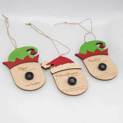 Wichtel / Elfen / Weihnachtsmann Überwachungskamera Attrappe aus Holz mit farbigen Akzenten