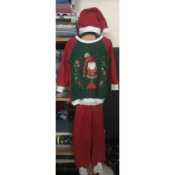 WICHTEL * WEIHNACHTEN * WEIHNACHTSWICHTEL * ganzes Panel 75 x 155 cm * French Terry * grün