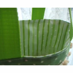 Wichtel Hasen Ostertasche Stoff mit Bügelbild grün weiß bunt