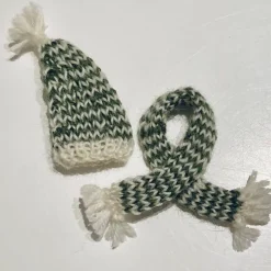 Wichtel Mütze und Schal dunkelgrün