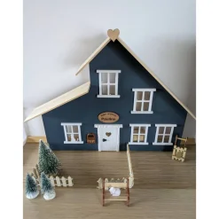 Wichtelhaus blau – Einzigartiges Dekohaus für Miniaturlandschaften & Wichteltüren