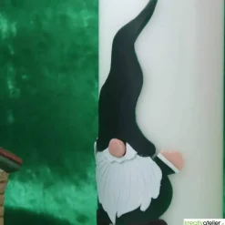 Wichtelkerze in elfenbein, Stumpenkerze mit Weihnachtswichtel, personalisierbar, Wichtelgeschenk