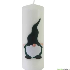 Wichtelkerze in elfenbein, Stumpenkerze mit Weihnachtswichtel, personalisierbar, Wichtelgeschenk