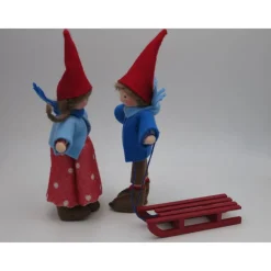 Wichtelpärchen mit Schlitten - Winter -  Blumenkind - Jahreszeitentisch - Waldorf Art - Art.Nr.WI20