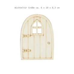 Wichteltür Holztür 6 x 10 x 0,3 cm mit Fenster
