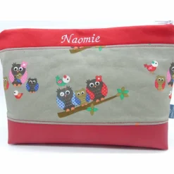 Wickeltasche Eulenfamilie mit wasserabweisendem Kunstlederboden individualisiert