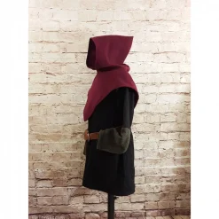 Wikinger Gugel für Frauen & Männer, Skjoldehamn Gugel , Wolle bordeaux, Mittelalter Kapuze, SCA, Halloween, LARP, Toraxa
