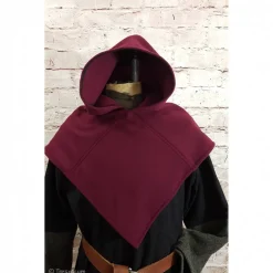 Wikinger Gugel für Frauen & Männer, Skjoldehamn Gugel , Wolle bordeaux, Mittelalter Kapuze, SCA, Halloween, LARP, Toraxa