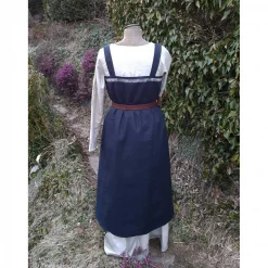 Wikinger Kleid, blaues Leinen Schürzenkleid, Mittelalter Gewandung, Cosplay Kostüm, LARP