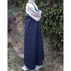 Wikinger Kleid, blaues Leinen Schürzenkleid, Mittelalter Gewandung, Cosplay Kostüm, LARP