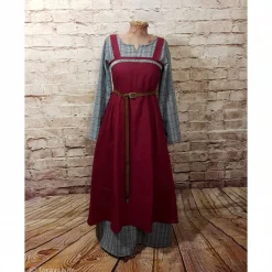 Wikinger Leinen Schürzenkleid, Überkleid bordeaux , Mittelalter Kleid, Wiki Schürze, LARP, SCA, Toraxacum
