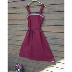 Wikinger Leinen Schürzenkleid, Überkleid bordeaux , Mittelalter Kleid, Wiki Schürze, LARP, SCA, Toraxacum