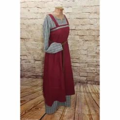 Wikinger Leinen Schürzenkleid, Überkleid bordeaux , Mittelalter Kleid, Wiki Schürze, LARP, SCA, Toraxacum