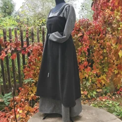 Wikinger Schürzenkleid 100% Wolle, Überkleid dunkelbraun, Mittelalter Kleid, Toraxacum