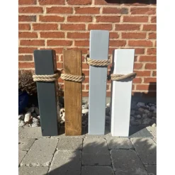 Willkommenssäule Haustür personalisiert – Maritime Holzsäule mit Namen & Anker, handgefertigt