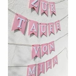 Wimpel Girlande zur Taufe auf Wunsch personalisiert mit Wunschnamen Wimpelkette mit Namen Taufkind Dekoration