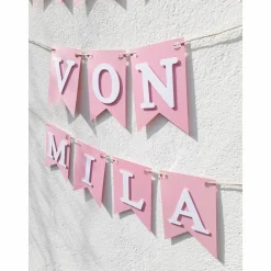 Wimpel Girlande zur Taufe auf Wunsch personalisiert mit Wunschnamen Wimpelkette mit Namen Taufkind Dekoration