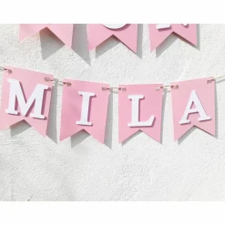 Wimpel Girlande zur Taufe auf Wunsch personalisiert mit Wunschnamen Wimpelkette mit Namen Taufkind Dekoration