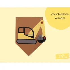 Wimpelkette Bagger | Girlande Baustelle | Bastelset | Baustelle Geburtstag | Bagger Geburtstag | Baustellen Deko