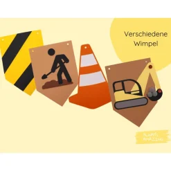Wimpelkette Bagger | Girlande Baustelle | Bastelset | Baustelle Geburtstag | Bagger Geburtstag | Baustellen Deko