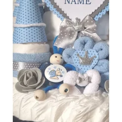 Windeltorte Junge Windelschloss Blau XXL – Personalisiert mit Namen