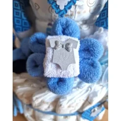 Windeltorte Jungen XXL Windelschloss blau – Geschenk zur Geburt & Taufe
