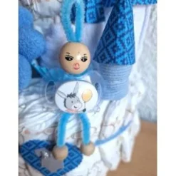 Windeltorte Jungen XXL Windelschloss blau – Geschenk zur Geburt & Taufe