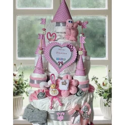 Windeltorte Mädchen Windelschloss rosa personalisiert mit Namen