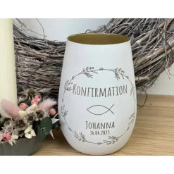 Windlicht | Konfirmation | Kommunion | Patenkind | Patengeschenk | personalisiertes Windlicht | Geschenk | Glas