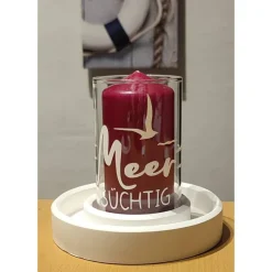 Windlicht aus Raysin mit Glaszylinder